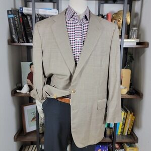 Men's Royal Classics Tom James Sport Coat Blazer Two Button Brown Plaid Sz 46-49